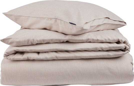 Lexington Stripete Lyocell sengesett i flanell Beige Lexington Stripete Lyocell sengesett i flanell Beige