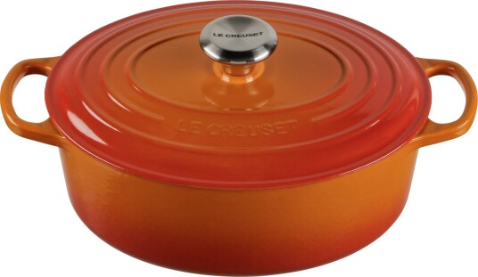 Le Creuset Signature Oval Gryte i St??pejern 27 cm Oransje