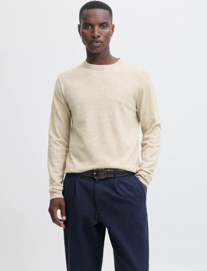 Jack & Jones Jjeperfect Wo Knit Crew Neck Sn - Beige - M