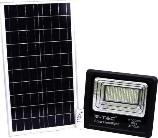 V Tac 40W Solcelle lyskaster LED IP65 sort inkl. solcelle fjernkontroll Dimbar : Ikke dimbar Kulør : Nøytral