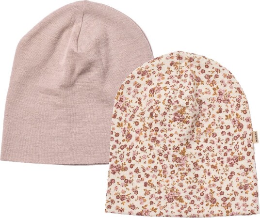 Wheat Lue - Ull - 2-pack - Emo - Pale Lilac Blomster - Wheat - 52-53 cm - Lue Lilla Rosa