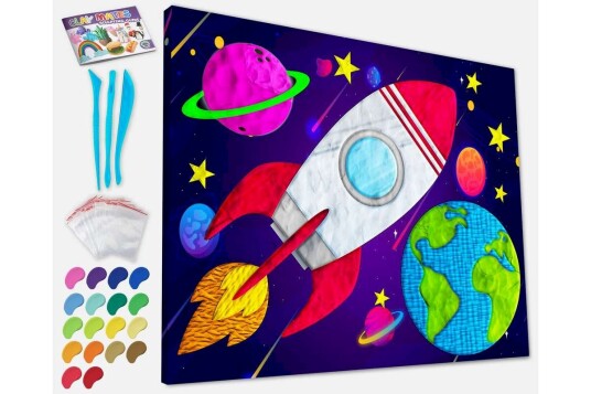 SPLAT PLANET - Clay painting on canvas 30x40cm - Space (777685)
