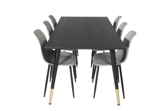 Venture Design Dipp & Polar spisegruppe Svart/grå 6 st stoler & bord 180 x 90 cm