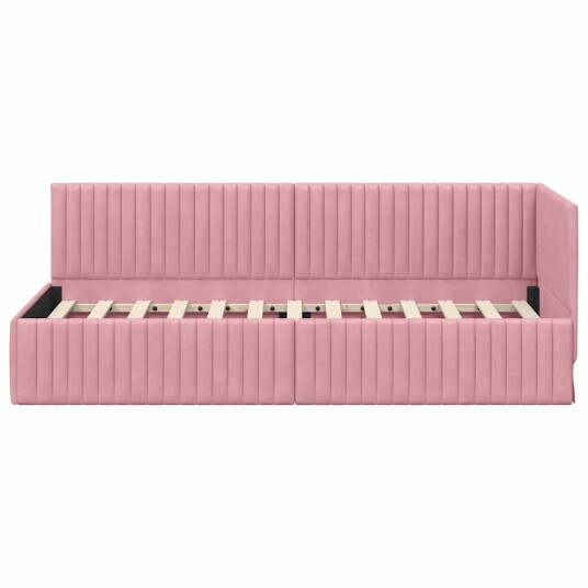 Hjørnesengramme med hodegjerde Rosa 80 cm x 200 cm Fløyel