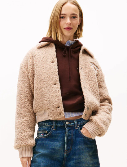 Tommy Jeans Tjw Teddy Varsity Bomber - Beige - XL