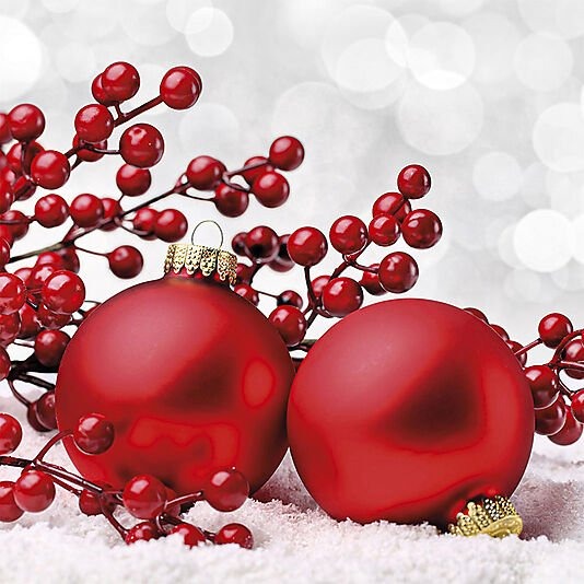 Jernia Servietter 33x33cm red baubles