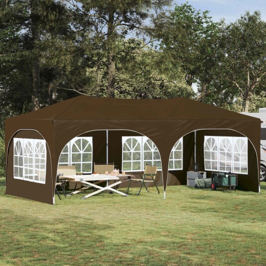 vidaXL Pop-up Festtelt 575 x 288 x 245 cm Gråbrun Oxford Stoff