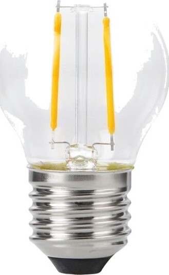 Spl E27 2W dimbar LED kronepære   G45 filament 2500K klart glass   Dimbar : Dimbar Kulør : Ekstra varm