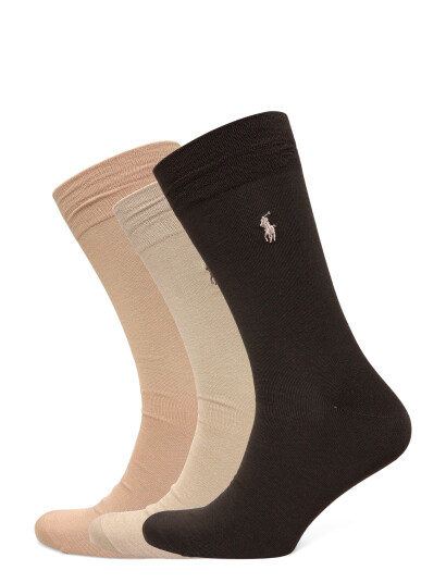 Polo Ralph Lauren Cotton Blend Trouser Sock 3 Pack Brown 39 42