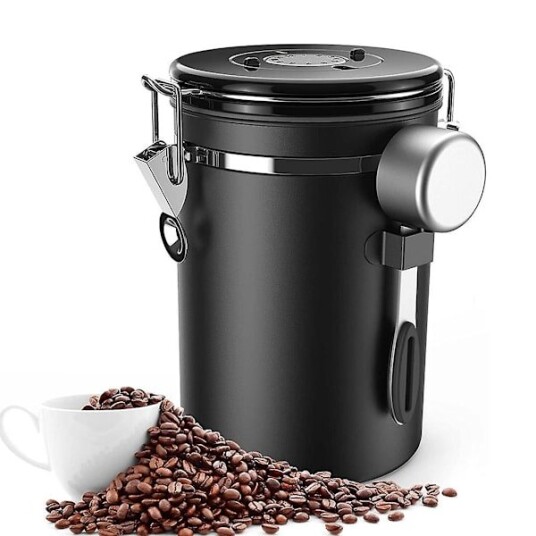 Kaffeboks Lufttett 500g Bønner 1,8l Bønnebeholder Vakuum Kaffeboks Med Skje Oppbevaringsboks For Kaffe