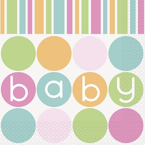 Pastell Babyshowerservietter. 16 Stk Pastell Babyshowerservietter. 16 Stk