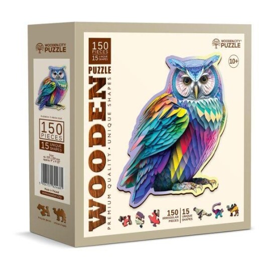 WoodenCity Trepuslespill 150 Brikker Trendy Ugle WoodenCity Trepuslespill 150 Brikker Trendy Ugle