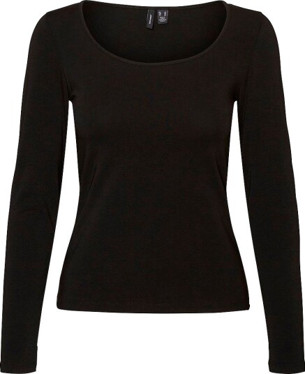 Vero Moda - Topp vmMaxi My LS Soft Short U-neck - Svart