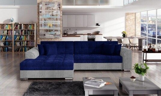 Hjørnesofa Eltap Sorento 296x194x78 cm Kronos 09 Paros 05 Mørk Blå Venstre