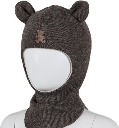 Kivat Balaclava Ull Teddybjørn Brunmelert 2 (2-4år)