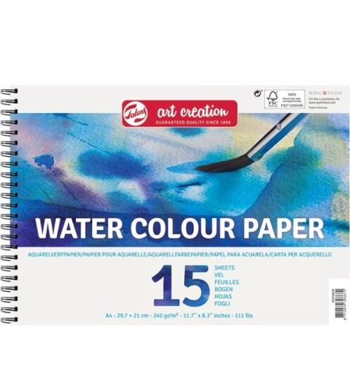 Talens Art Creation spiralbundet Akvarellblokk A4 240 gram