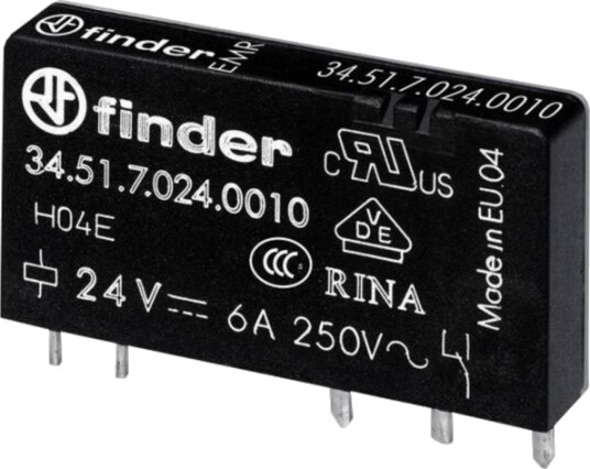 Finder 34.51.7.048.4010 Printrelé 48 V/Dc 6 A 1 Vekselkontakt 1 Stk