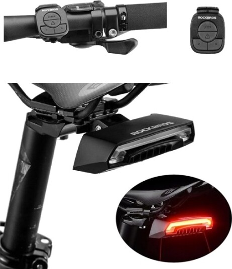 Rockbros Sykkellykt Bak Med Laser Og Retningsindikatorer Usb-A Rockbros Sykkellykt Bak Med Laser Og Retningsindikatorer Usb-A