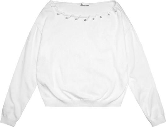 Mango Teen Knitted Jumper With Neck Detail - WHITE - XXS