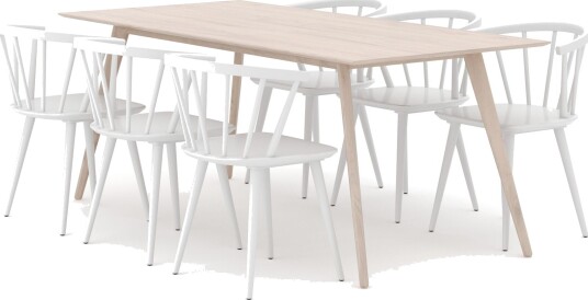 Tyrö Spisegruppe med 6 Tyrö Armstoler Whitewash/White