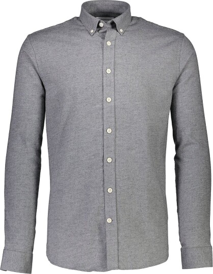 Lindbergh Mélange Brushed Shirt L/S Regular Grey L