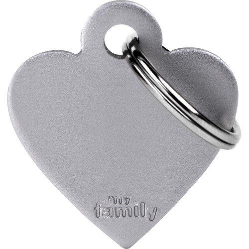 Myfamily Grå Hjerte ID-tag i aluminium for hund