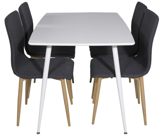 Venture Design Polar & Windu spisegruppe Hvit/grå 4 st stoler & bord 120 x 80 cm