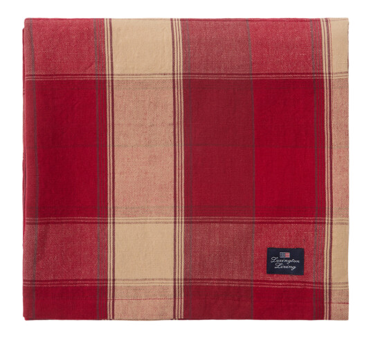 Lexington Rutete duk lin/bomull 150x250 cm rød/beige Lexington Rutete duk lin/bomull 150x250 cm rød/beige