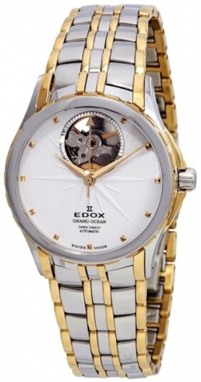 Edox Dameklokke 85013 357J AID Grand Ocean Hvit/Gulltonet stål Ø32