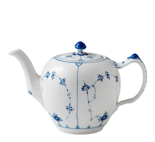 Royal Copenhagen Musselmalt Riflet tekanne med lokk 1 liter