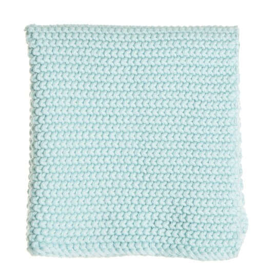 Strikkeklut i mintgrønn perlestrikk 25x25cm