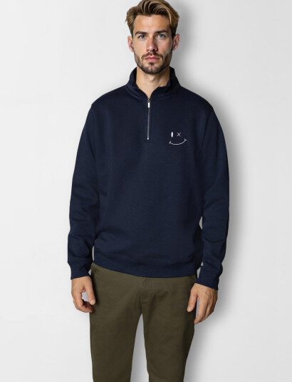 Clean Cut Copenhagen Patrick Half-Zip Sweatshirt - Navy - XXL