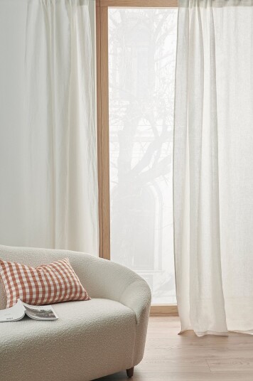 Ellos Home Gardin med multibånd Malva 2 pk i 100% lin Hvit