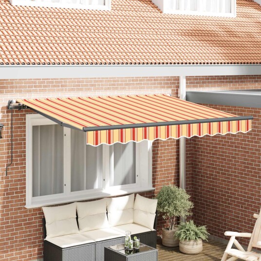 vidaXL Uttrekkbar markise Gul og oransje 250 x 200 cm stoff
