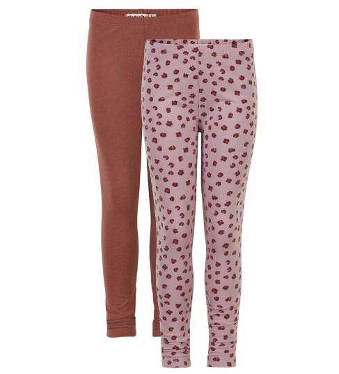 Minymo Leggings 2 pack Violet Ice 11 år 146 Leggings Rosa Rød