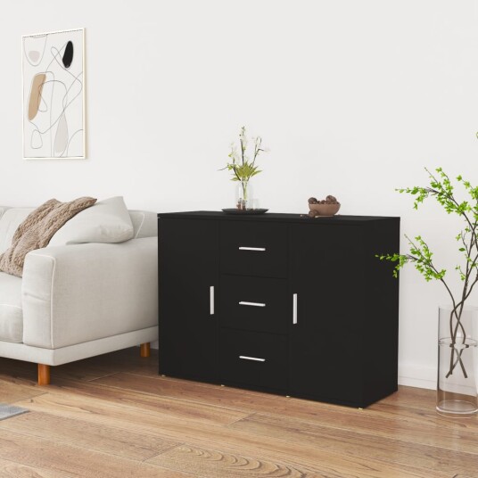 vidaXL Skjenk svart 91x29,5x65 cm konstruert tre