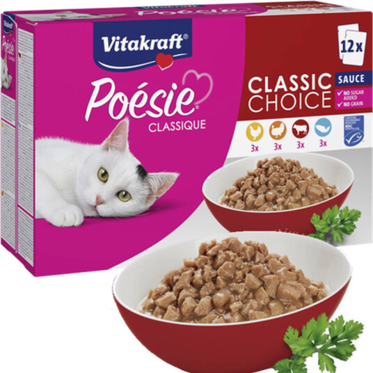 Vitakraft Poésie Classique Våtfôr til Katt med Storfekjøtt Multipack 12x85g
