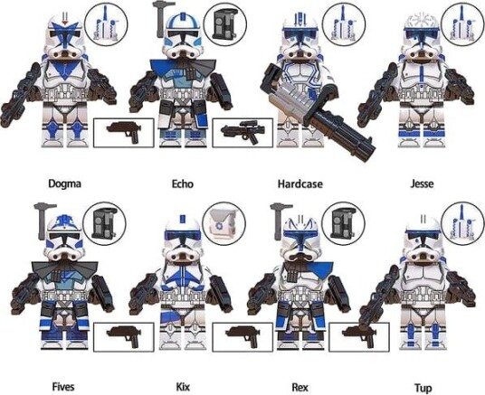 8 stk. Monterte leker for barn Echo Jesse Rex Minifigur Pedagogiske byggeklosser