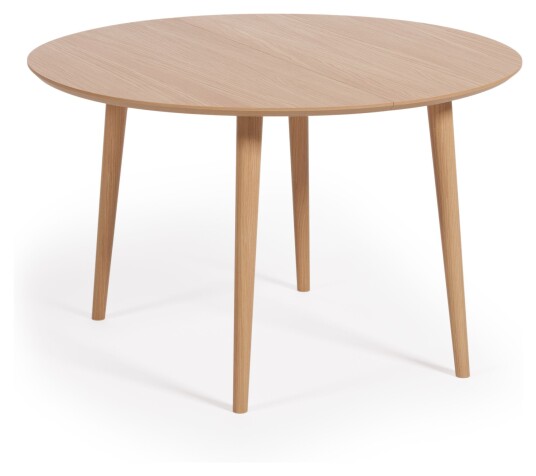 Kave Home Oqui Spisebord m. utdrag, Ø120200x120, Finér/Gummi tre 1703223-02-0 1692364-01-0