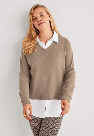 Cellbes Jerseytopp med fastsydd skjortekrage Betty 38/40