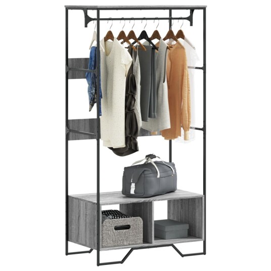 Garderobe grå sonoma 90x50x180 cm konstruert tre Garderobe grå sonoma 90x50x180 cm konstruert tre