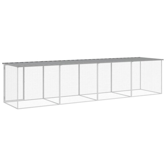 Vidaxl Kyllingbur Med Tak Lysegrå 403X98X90 cm Galvanisert Stål Vidaxl Kyllingbur Med Tak Lysegrå 403X98X90 cm Galvanisert Stål