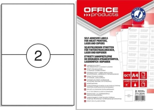 Office Products A4 Etiketter 210X148 Mm Hvit 100
