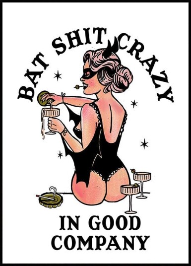 Bat Shit Crazy Funny Pin Up Art Plakat Plakat / 70x100cm