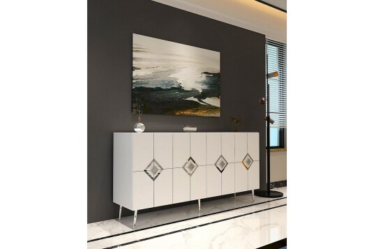 Cleryn Konsollbord 150 cm Hvit/Sølv