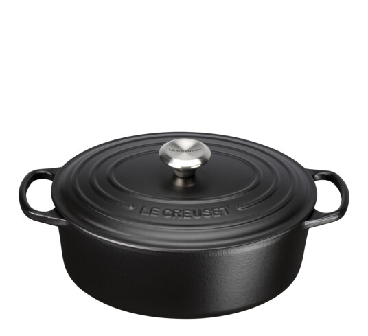 Le Creuset Signature støpejernsgryte oval 27 cm 4,1L svart matt Le Creuset Signature støpejernsgryte oval 27 cm 4,1L svart matt