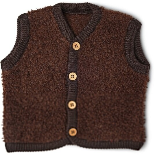 Smallstuff Brown Vest Bouclé Merinoull Med Knapper 92-98 Smallstuff Brown Vest Bouclé Merinoull Med Knapper 92-98