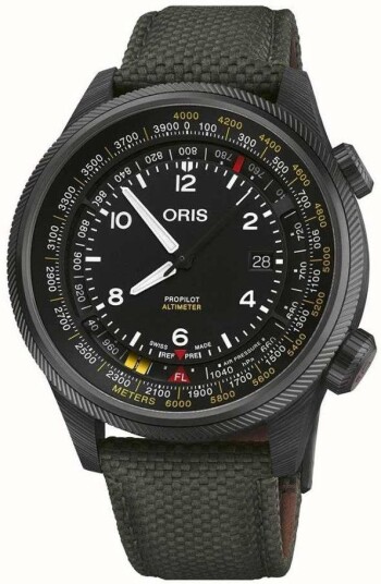 Oris Herreklokke 01 793 7775 8764 SET Propilot Sort/Tekstil Ø47 mm