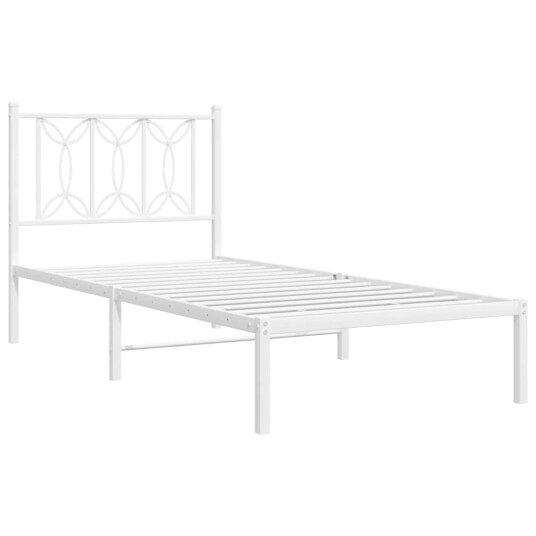  Sengeramme i metall med hodegavl hvit 90x200 cm 8721102644337