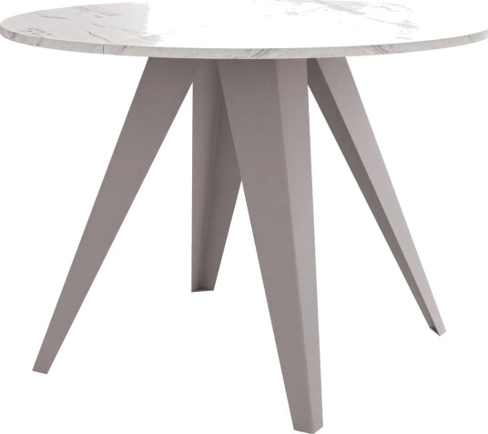 Hoban Spisebord rundt uttrekkbart 100-138 cm - Beige, hvit (marmor)